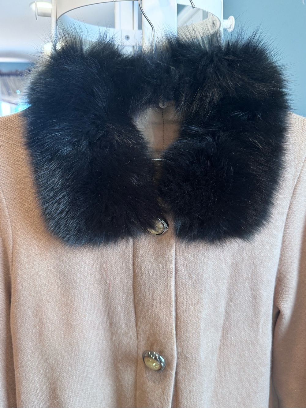 Vintage Real Fox Fur Collar (Detachable)Wool Blend Coat - Picture 12 of 15